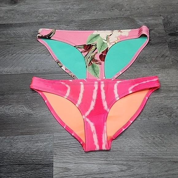 TRIANGL Lot 2 Bikini Bottoms XSmall Pink Floral , Pink