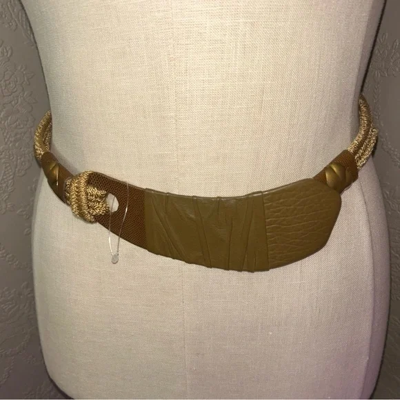 Elegant Tan Braided Women's Belt Vintage cosplay rope renaissance