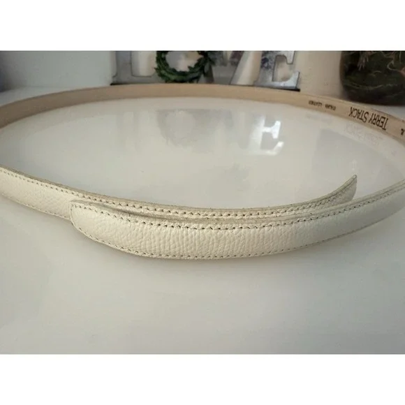 Terry‎ Stack Size XL Minimalist Belt Off White Italian Leather Hook Loop Closure