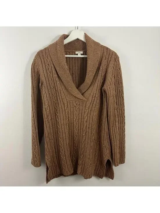 J.Jill Pullover Cable Knit Brown Sweater Women's Size XS