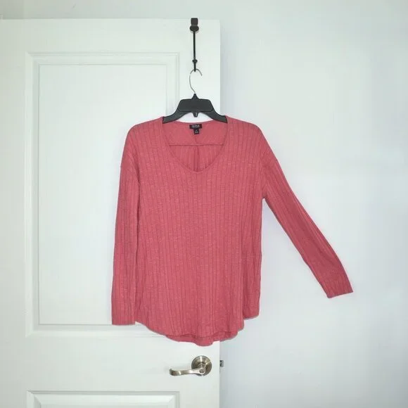 a.n.a. Ribbed Scoop Neck Sweater Pink Size M