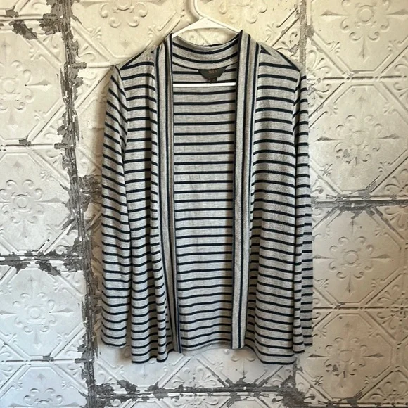 Striped Gray and navy cardigan