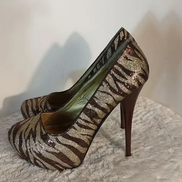 Qupid Zebra Glitter Platforms