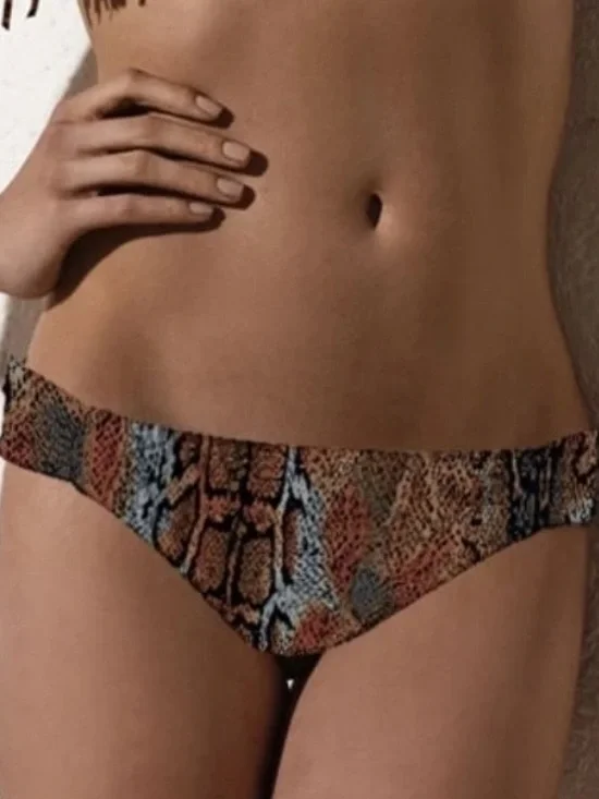 L*Space Monica Wise Snake Print Ruched Side Foxy Tab Bikini Bottoms Size Medium