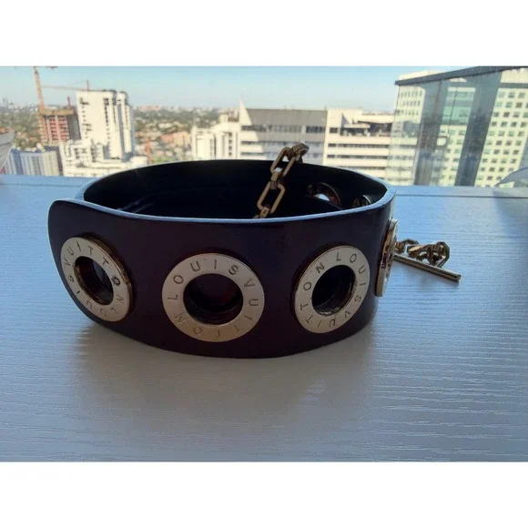 Louis Vuitton Wide Resin Logo Belt‎ Size 85 Made in France