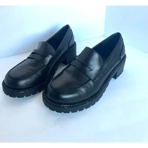 Torrid Penny Loafers Chunky Platform Black Vegan Y2K‎ Preppy Dress Shoes 10WW