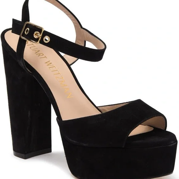 Stuart Weitzman Ryder Platform Sandal Black Shoes Size 9B New