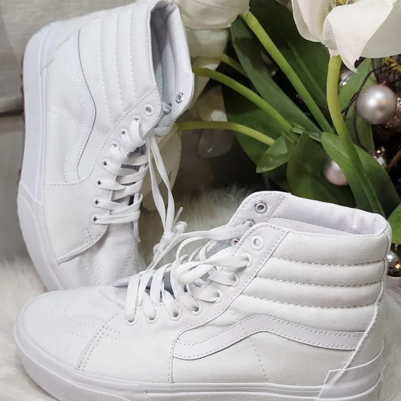 Vans Sk8-Hi Stacked Platform Canvas True White Sneakers Women New