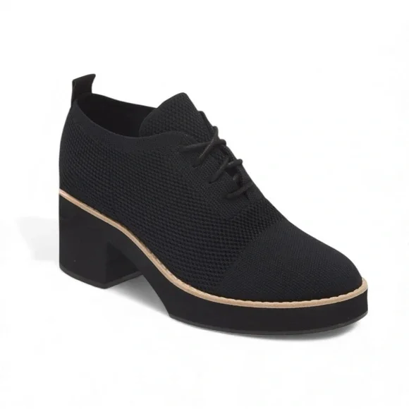 EILEEN FISHER Jemma Lace-Up Platform Stretch Knit Bootie in Black