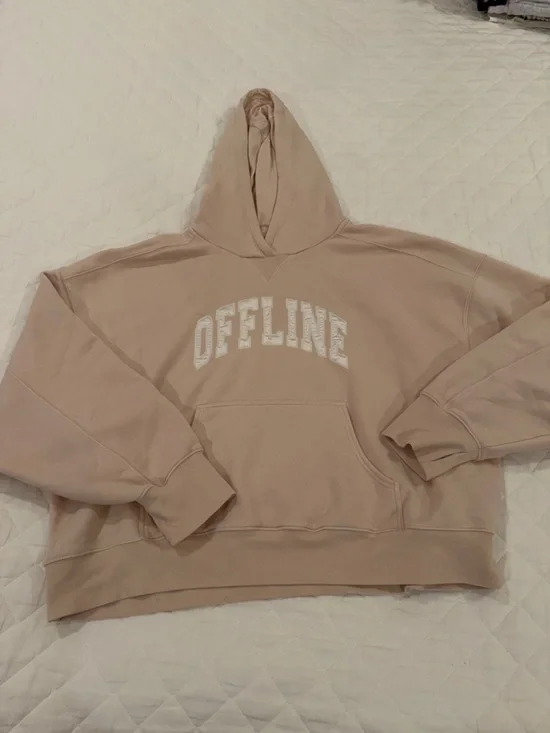 Women's Cream Beige 'OFFLINE' Hoodie Sweatshirt