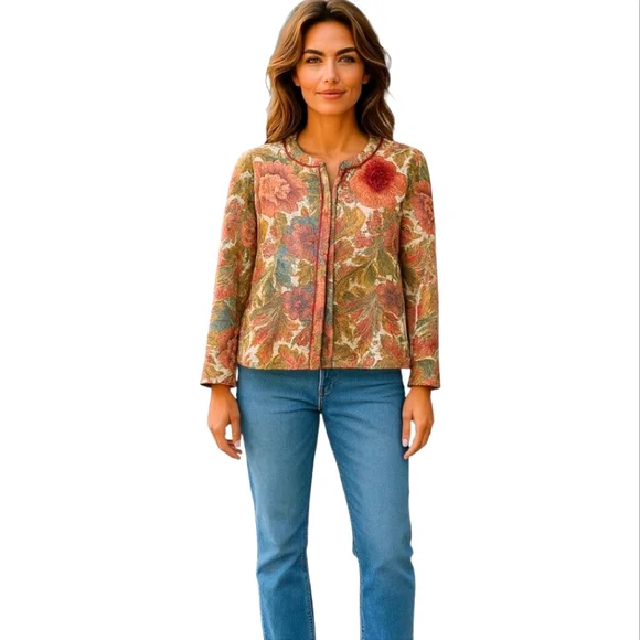 Vintage Mafecco Floral Tapestry 2-Piece Sweater Set