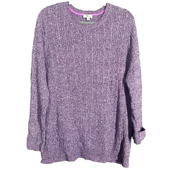 Kim Rogers Tunic Sweater Womens 2X Pink Cotton Cable Knit Pullover Casual Comfy
