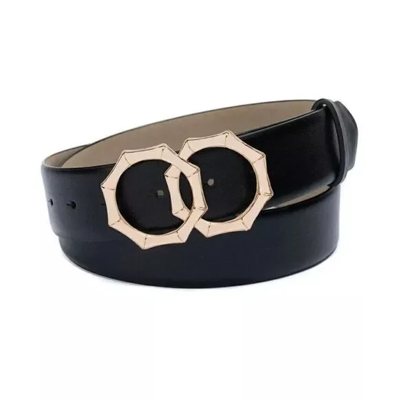 INC International Concepts Double-Circle Bamboo-Buckle Belt, Black
