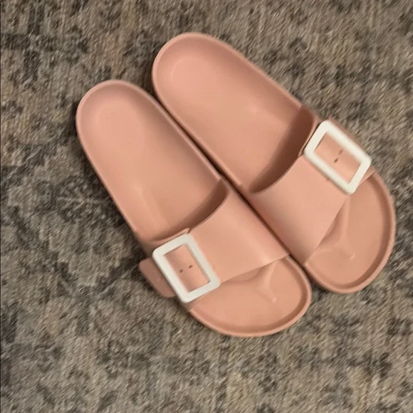 Peach‎ Slide Sandals with White Buckle