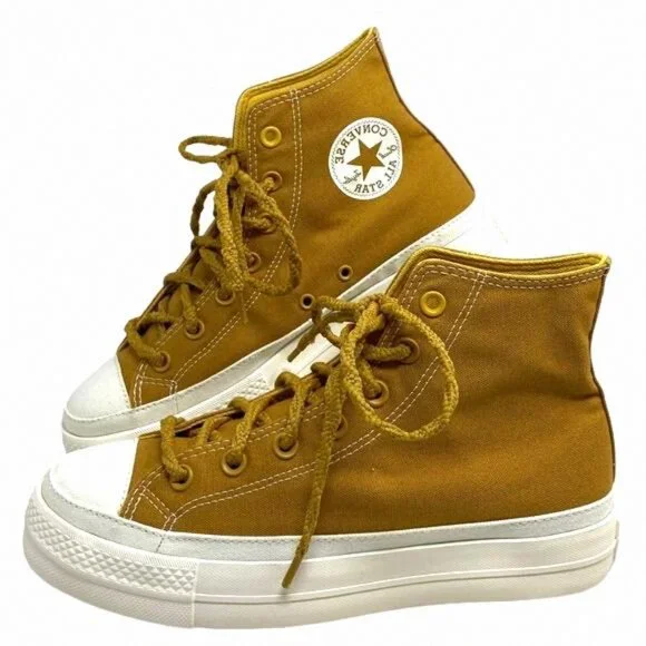 Converse Ctas Lift Platform Sneakers Women's High Top A04363F Casual Honey Burnt