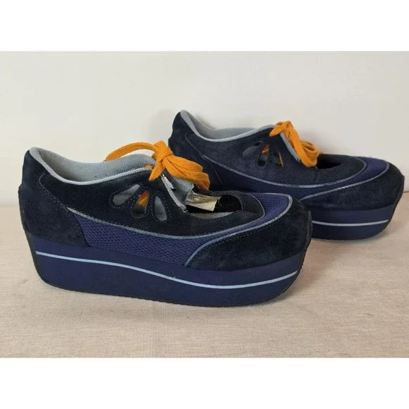 Volatile Starship Blue Suede Platform Mary Jane Sneakers 8.5 Y2K