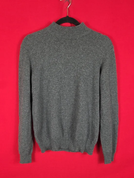 CHARTER CLUB Cashmere Mock Neck Sweater Gray Womens Size Medium
