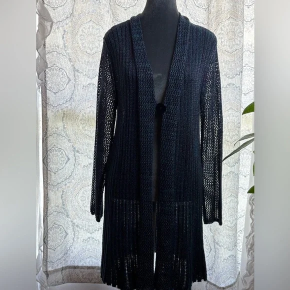 Krazy Kat Blue and Black Open Knit Cardigan
