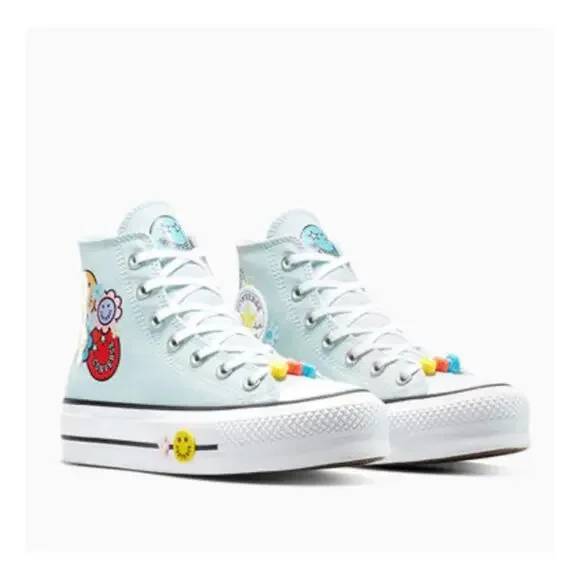Chuck Taylor Converse All Stars Lift Platform Smiles High Top Sneakers Size 10