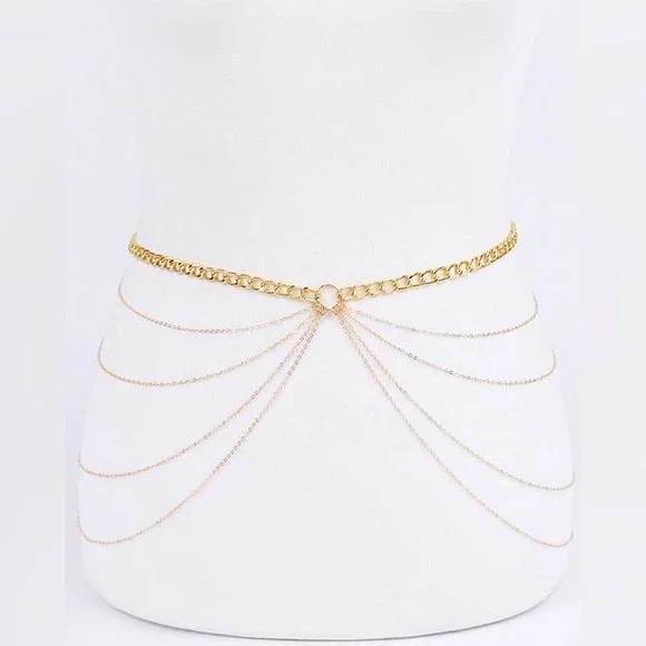Layered Gold Body Chain Statement Belt