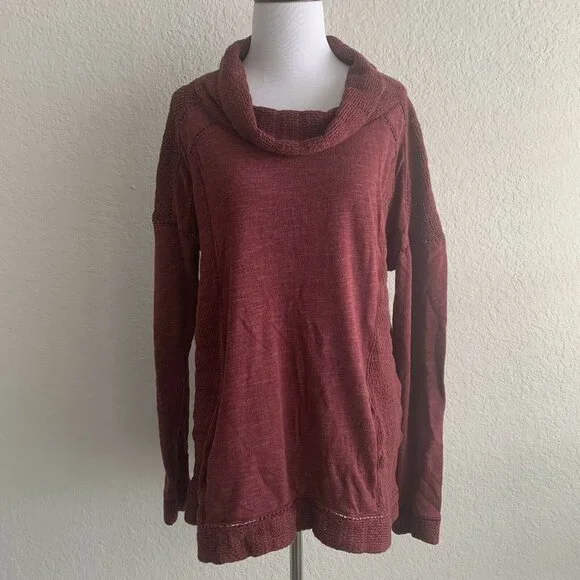 Lucky Brand Maroon Mock Turtle Neck Womans Sweater