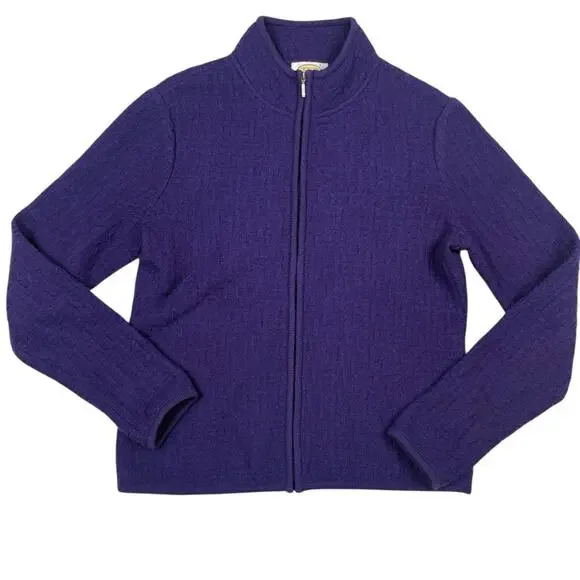 Talbots Purple Wool Knit zip up Sweater