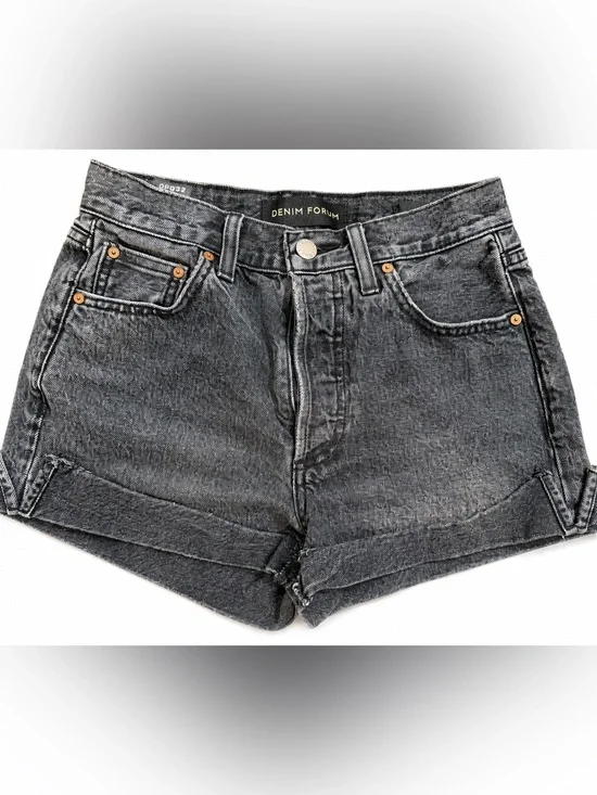 Denim Forum The Farrah Short Washed Black Denim Shorts 24