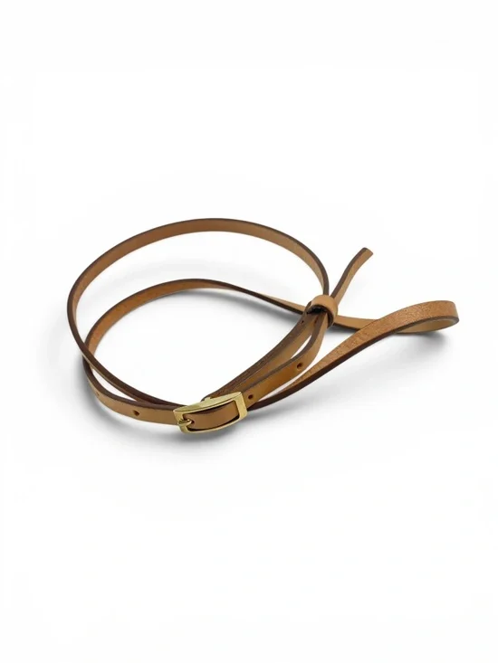 M.M. LAFLEUR Italian Leather Belt Super Thin Dress Accessory in Tan Beige Size L