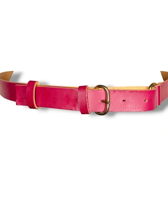 Vintage XS Deep Red Leather Brass Buckle Belt Western Womens Boho