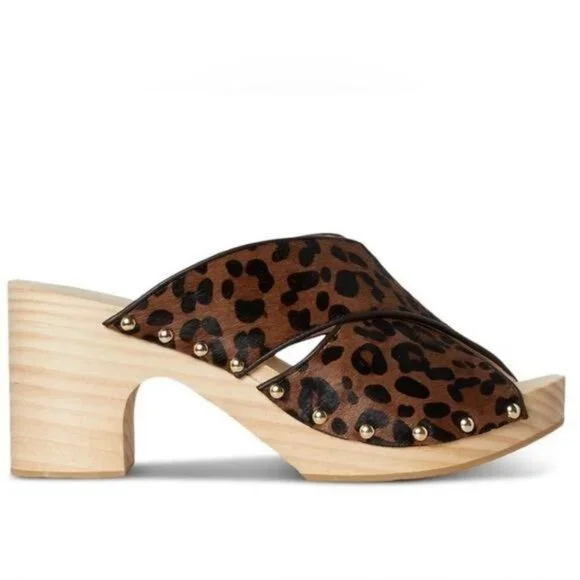 PAIGE Jules‎ Crisscross Platform Sandals in Leopard Print 6.5