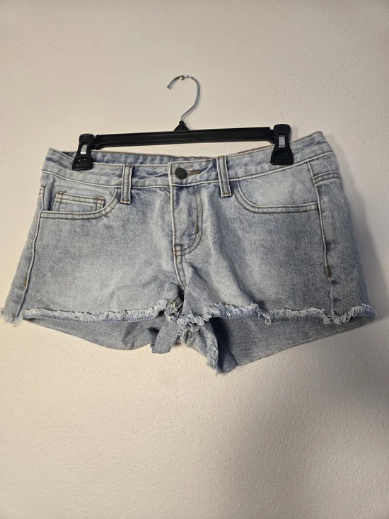 Light Blue Distressed Denim Short Shorts