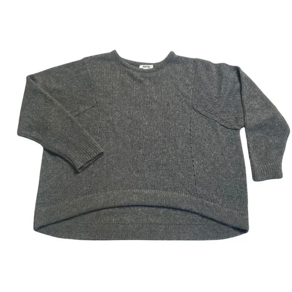 Helmut‎ Lang Gray Wool Camel Hair Blend Sweater Women's Small High Low Hem Knit