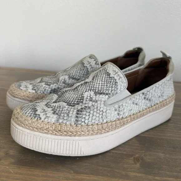Franco Sarto Womens 8.5M Snakeskin‎ Leather Homer 2 Slip On Platform Sneakers
