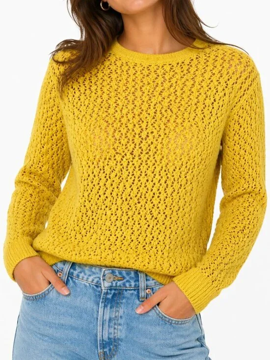 COMPANIA FANTASTICA Yellow Cropped Knit Sweater Medium