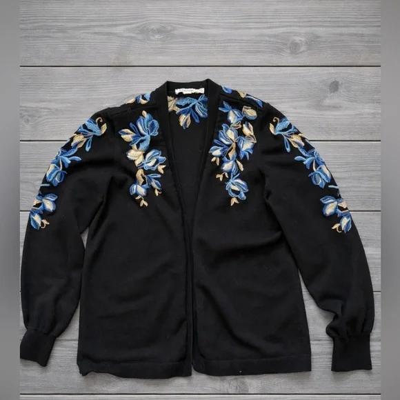 Chicos Embroidered Boho Cardigan