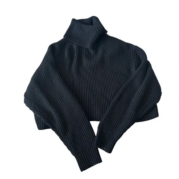 Aritzia Black Turtleneck Ribbed Sweater