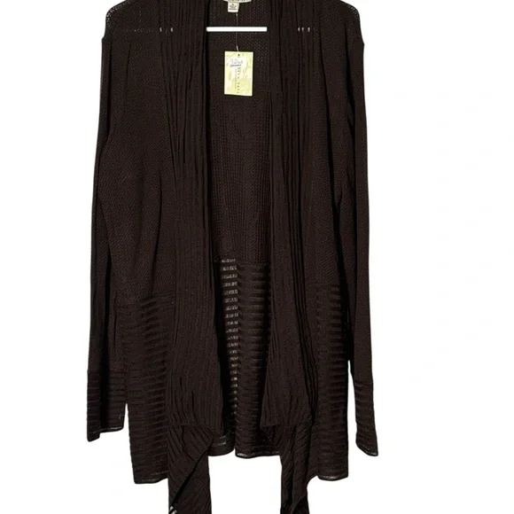 Carolyn Taylor Brown Cardigan Sweater Lightweight Knit