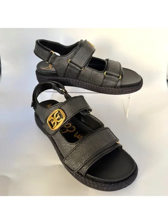 Sam Edelman Arlo Black Weave Sandals Slingback Women Sandals Size 9