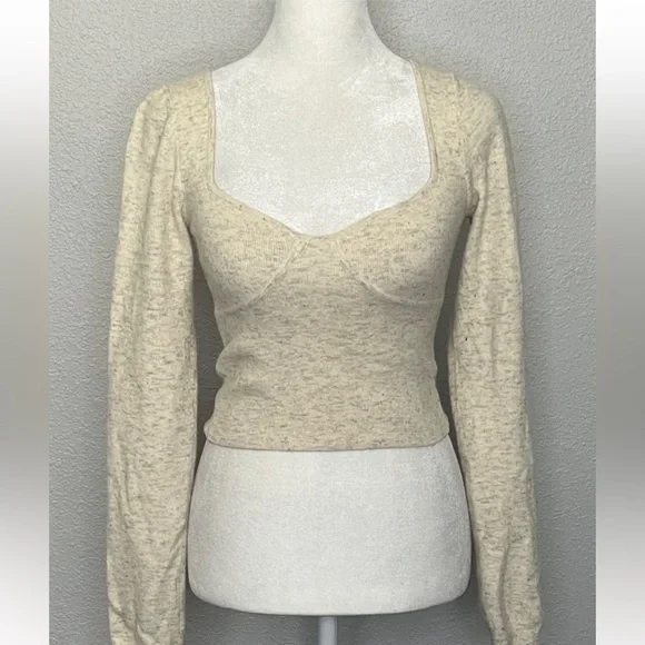 Aritzia Wilfred Cropped Long Sleeve Sweater Size Small