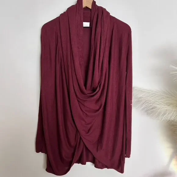 Nordstrom Lingerie Long Wrap Cardigan Burgundy / Wine / Maroon