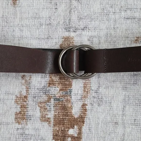 Vintage Y2k Abercrombie & Fitch Brown Leather Belt Double O-ring Buckle EUC