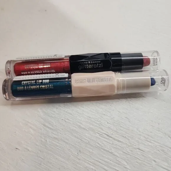 x2‎ Hard Candy GLITTERATZI CRYSTAL LIP DUO ~ Crushed Crimson & Teal My Thunder
