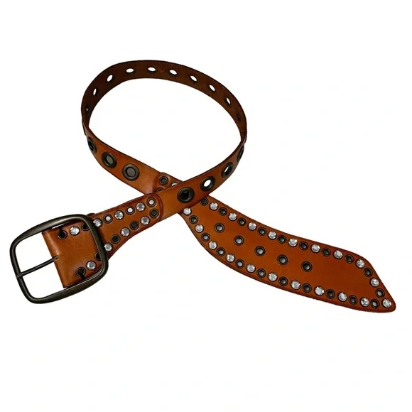 Gap Leather Belt Rhinestones 38” Long (31-35”)
