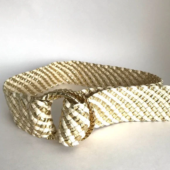 Vintage Thick Gold Cream Belt (XL)