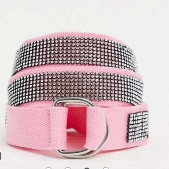 Asos Pink Rhinestone Belt 3x
