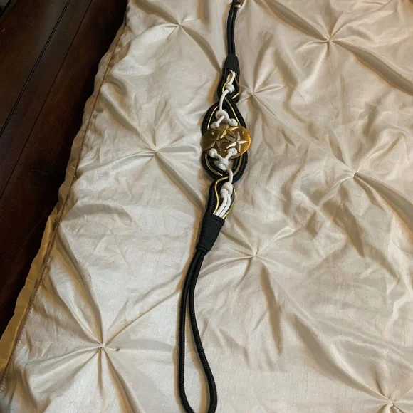 Black/White/Gold Rope Belt sz M