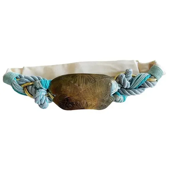 Vintage Carolyn Tanner Womens Atlanta Brass Buckle Rope Adjustable Waist Belt