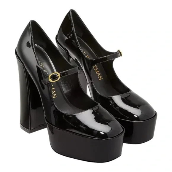Stuart Weitzman Skyhigh 145 Mary Jane Platform Pumps Black Patent 9B New in Box