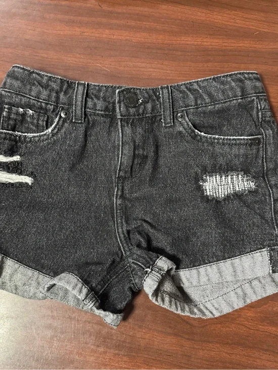 Women’s Black Distressed Denim Shorts