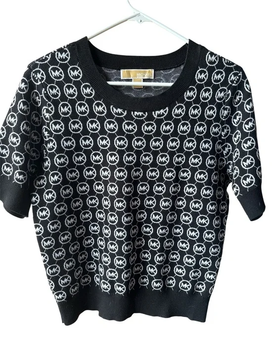 Michael Kors Black & White MK Logo Crewneck Sweater